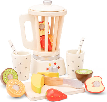 Woet ® houten smoothie maker speelset - inclusief 5 stuks fruit, een snijplank en 2 bekers - speelgoedkeukenmachine voor kinderen - rollenspel keukenspeelgoed - vanaf 3 jaar