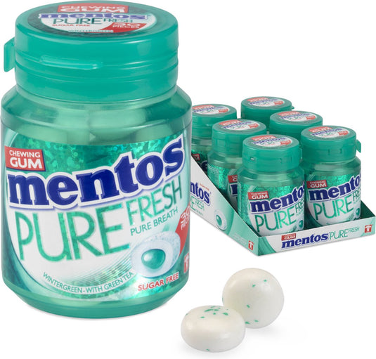 Mentos gum pure fresh wintergreen - kauwgom - suikervrij - 1x6stuks