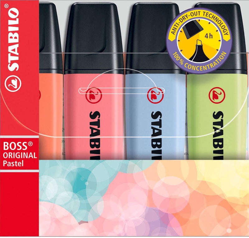 Afbeelding laden in galerijviewer, Stabilo boss original pastel - markeerstift - markeren met pastelkleuren - etui met 4 kleuren
