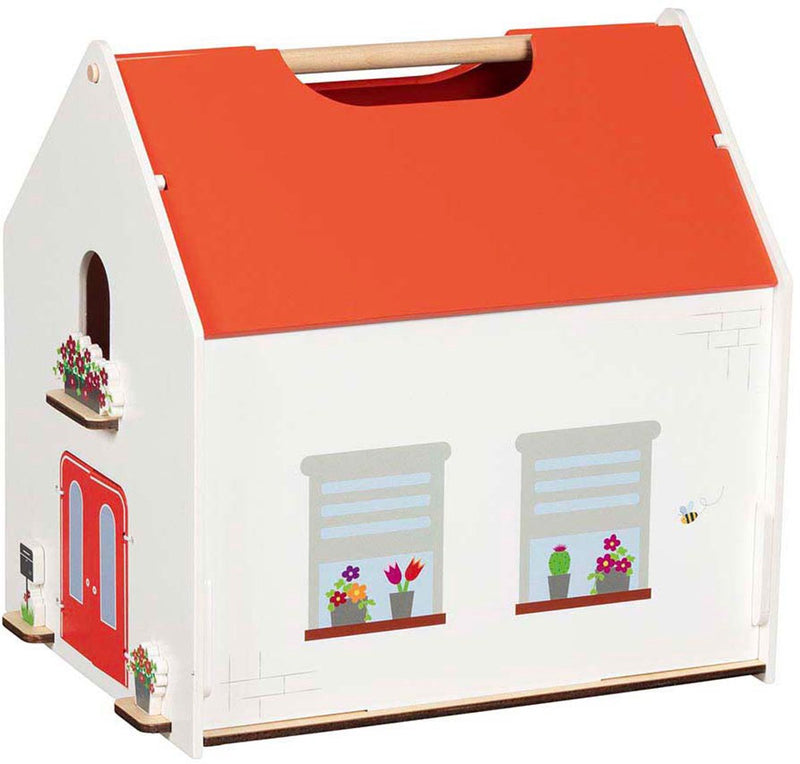 Afbeelding laden in galerijviewer, Goki houten draagbaar poppenhuis met accessoires

