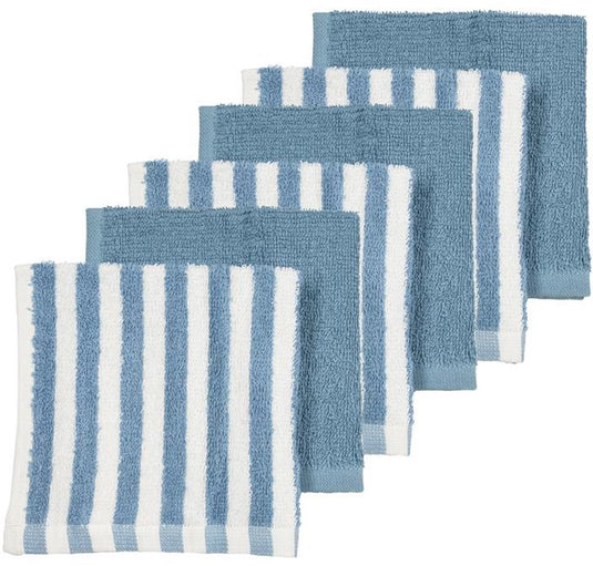 Meyco baby fat stripe monddoekjes - 6-pack - jacquard badstof - jeans blue - 30x30cm