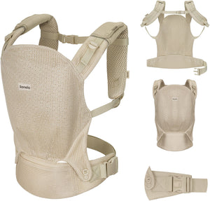 Lionelo margareet air draagzak baby carrier – ergonomische – vanaf 4 maanden tot 20 kg – 3 draagposities – handsfree comfort – ademend materiaal – ihdi gecertificeerd heupvriendelijk – capuchon – dubbele veiligheid – verstelbare riemen – kinderdrager