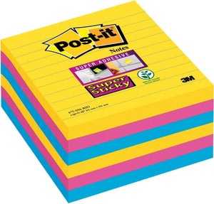 Post-it super sticky notes 101x101 geel blauw roze
