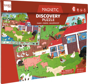 Scratch 2 in 1 magnetische puzzel - discovery game - boerderij - 52,3x30,5cm - 48 stukjes - 3 jaar