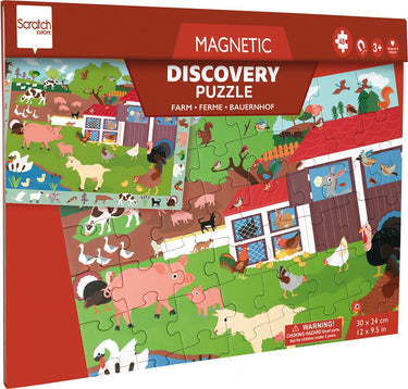 Scratch 2 in 1 magnetische puzzel - discovery game - boerderij - 52,3x30,5cm - 48 stukjes - 3 jaar