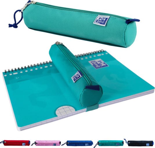Oxford etui - turqouise met elastiek - ronde pennenetui 22cm - etui jongens - etui meisjes