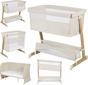 Lionelo thomi plus 5in1 - meegroeibed: co sleeper + babybed + baby box + peuterbed + bank - met 7 hoogtes - 2x matrassen t25 - verstelbare poten - ademend afritsbare zijkant - opbergmand - wielen - wasbare bekleding - tot 100 kg - peuter kinder bed