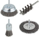 Wolfcraft - staalborstel boormachine set 4 delig - draadborstel - schuurborstel - borstelset – roestverwijderaar - 2133000