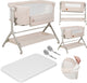 Lionelo leonie plus - co-sleeper 3 in 1 wieg en babybed – kinderbed tot 9 kg – hoogteverstelling in 6 niveaus – schommelfunctie – t25 matras – opbergmand – wielen – afneembare hoezen