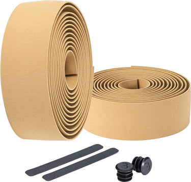 Bbb cycling stuurlint racefiets - zelfklevend stuurtape met stretch materiaal - antislip - lengte: 200cm - dikte: 2mm - inclusief stuurdoppen - goud bruin - raceribbon bht-01