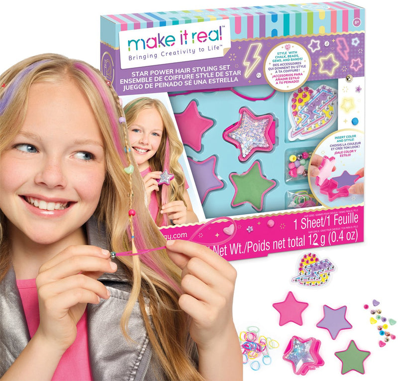Cargue la imagen en el visor de la galería, Make it real – star power hair styling set – mix match haarkrijt, haarjuwelen en kralen
