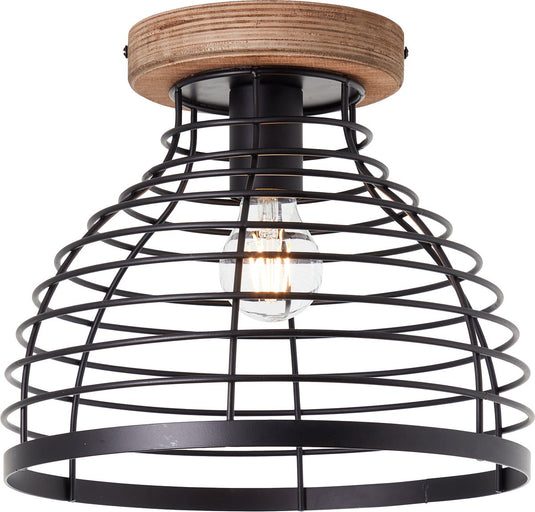 Brilliant avia - plafondlamp - e27 max 1x40w - zwart houtkleur