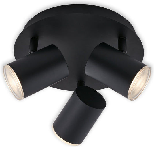 Briloner leuchten banyo badkamerlamp, 5 w, ip44, zwart, metaal-kunststof, incl., 3x gu10, ø 11,2 cm
