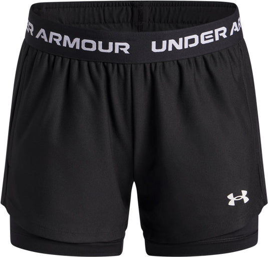 Under armour ua tech play up 2n1 short unisex sportbroek - zwart - wit