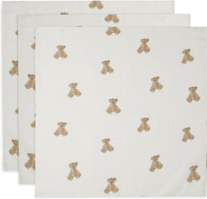 Jollein hydrofiele doek small 70x70cm teddy bear - 3 stuks