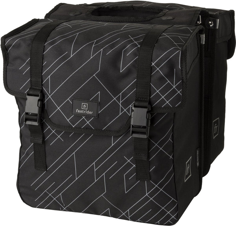 Chargez l'image dans la visionneuse de la galerie, Fastrider dex dubbele fietstas - 36 liter - zwart grijs - gerecyceld en waterafstotend polyester
