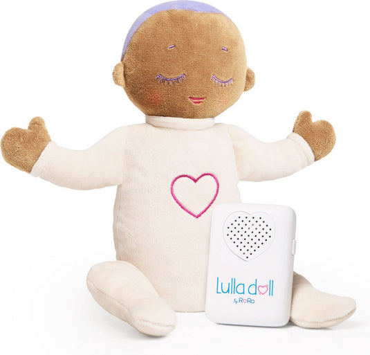 Lulla doll – doorslaappop met natuurlijke hartslag ademhaling - hartslag knuffel - slaaphulp - werkt tot 12 uur - vanaf 0 maanden - machinewasbaar - lilac