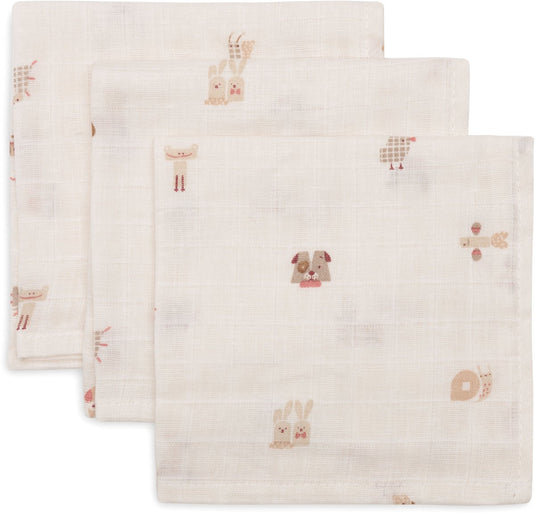 Jollein hydrofiel monddoekje basic - animal friends - 3 stuks