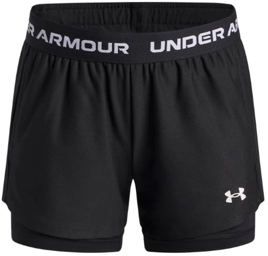 Under armour ua tech play up 2n1 short unisex sportbroek - zwart - wit