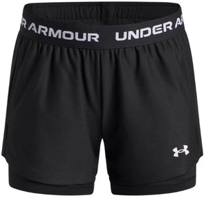 Under armour ua tech play up 2n1 short unisex sportbroek - zwart - wit