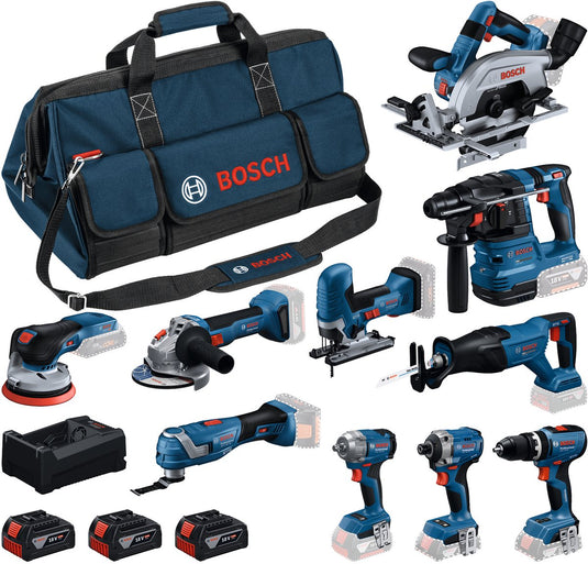 Bosch professional 18v - gereedschap combiset - 10-delige accu gereedschapsset – complete powertool kit voor elke klus