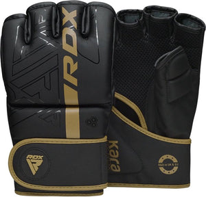 Rdx sports - f6 kara - bokshandschoenen - mma gloves - training - vechtsporthandschoenen - boksen - goud - mat - maat m