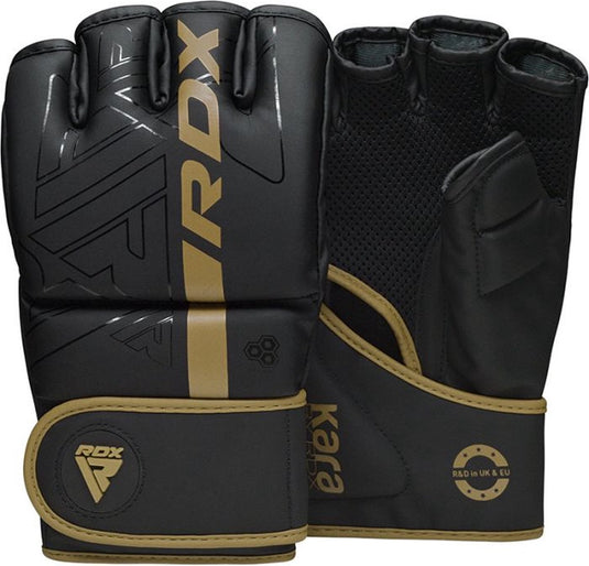 Rdx sports - f6 kara - bokshandschoenen - mma gloves - training - vechtsporthandschoenen - boksen - goud - mat - maat m