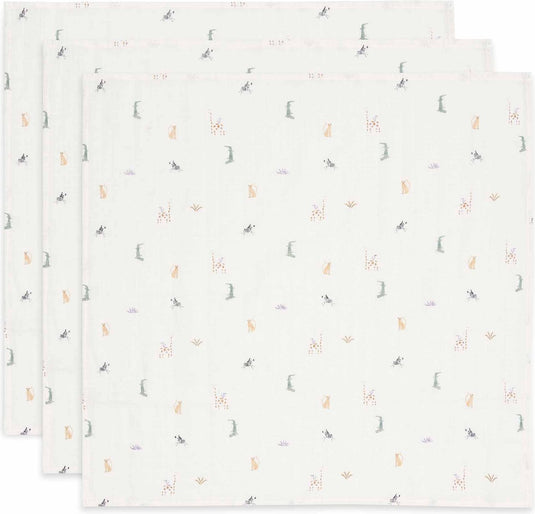 Jollein - hydrofiele doek small 70x70cm - spuugdoekjes - zacht katoen - 3 stuks - jungle jambo