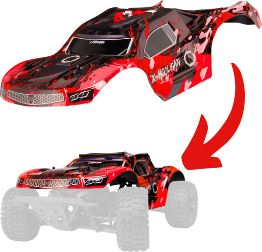 Overmax x-hooligan carrosserie – rc auto body – vervangende kap voor x-hooligan – accessoire voor rc monster truck – nieuwe look – duurzaam lichtgewicht – gemakkelijke montage – personaliseer je rc – off-road race stunt design