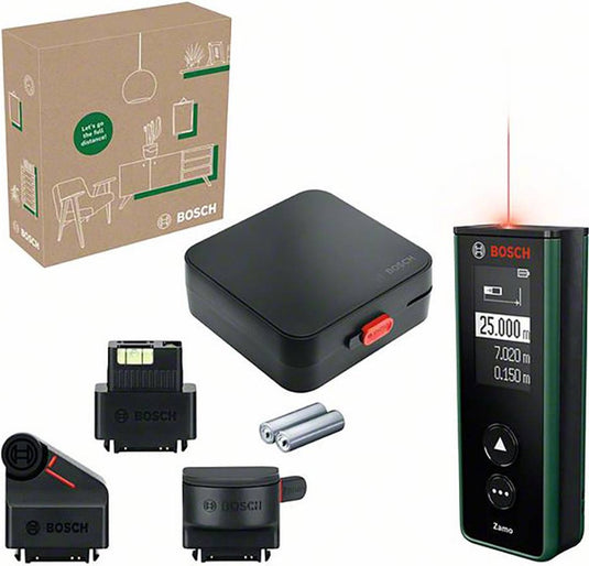 Bosch zamo set - laserafstandmeter - inclusief lint-, wiel- en lijnadapter - batterijen