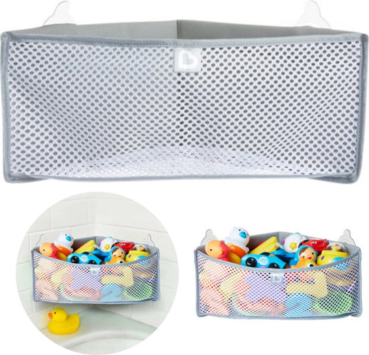 Munchkin high 'n dry opbergnet voor badspeelgoed - badorganizer - makkelijk badspeelgoed opbergen! - sterke zuignap - exclusief speelgoed - grijs