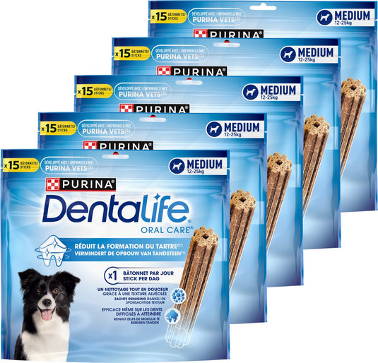 Dentalife daily oral care medium - hondensnacks - kip - 5 x 345 g