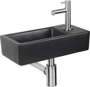 Differnz hator fonteinset - 9x37.5x18.5cm - rechthoek - 1 kraangat - zwart