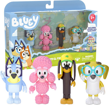 Moose toys bluey - 4 speelfiguren vrienden: bluey, snickers, coco en honey - speelfigurenset