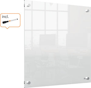 Nobo draagbaar wandgemonteerd mini whiteboard - 450 x 450 millimeter - inclusief marker - transparant acryl