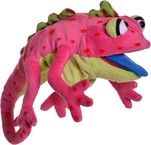 Living puppet by monnikendam.nl handpop living puppets kameleon wihelminchen 33cm roze