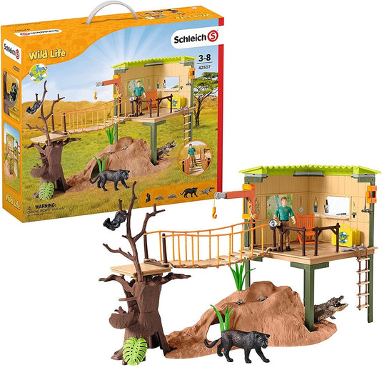 Schleich wild life - het avonturenstation - kinderspeelgoed - wilde dieren uit de jungle - 68 onderdelen, 5 dieren