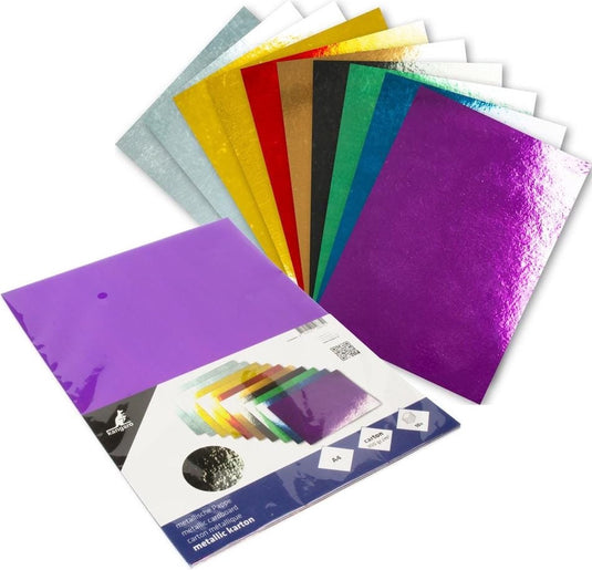 Kangaro metallic karton - a4 - 300 gram - assorti kleuren - 10 vel - hobbykarton - k-0065p01