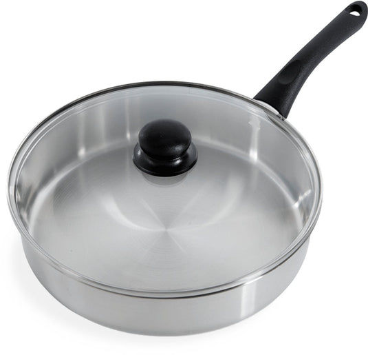 Bk bold hapjespan 28cm met deksel - 3.8l - zonder pfas-vrije antikleeflaag - hapjespan inductie - hapjespan rvs - ovenbestendig tot 160° - koelgreep - met glazen deksel - zilver