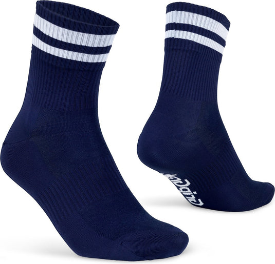 Gripgrab - original stripes crew zomer fietssokken gestreepte retro wielersport sokken coolmax - unisex - navy blauw - maat m (41-44)