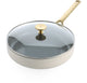 Bk sublime hapjespan 28cm met deksel - 3.6l - pfas-vrije antikleeflaag - hapjespan inductie - keramische pan -ovenbestendig tot 220°c - met glazen deksel - crème
