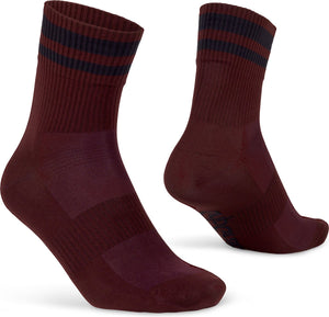 Gripgrab - original stripes crew zomer fietssokken gestreepte retro wielersport sokken coolmax - unisex - donker rood - maat m (41-44)