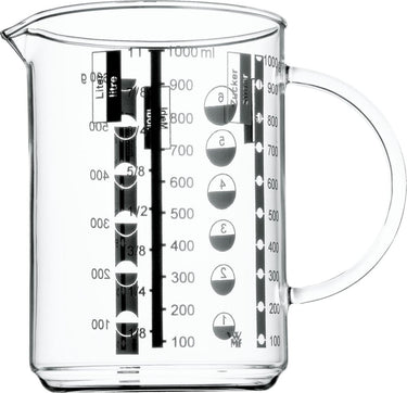 Wmf gourmet maatbeker - 1l - glas - hittebestendig - met schaalverdeling