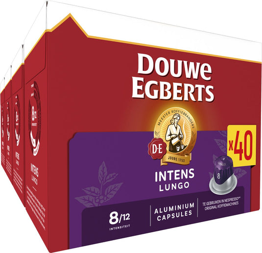 Douwe egberts lungo intens koffiecups - intensiteit 8 12 - 5 x 40 capsules