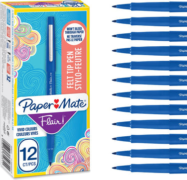 Paper mate flair-viltstiften | medium punt (0,7 mm) | blauwe inkt | 36 stuks