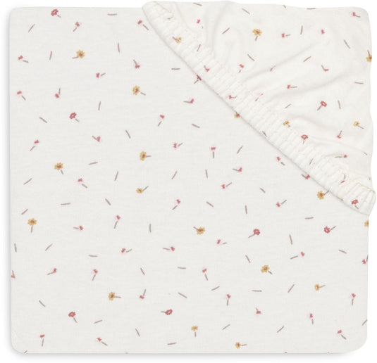 Jollein hoeslaken ledikant - 70 75x140 150cm - jersey - pretty picnic - flower drops