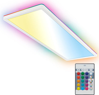 B.k.licht - led plafondlamp - met afstandsbediening - met rgbic - plafonniére met achtergrondverlichting - cct - dimbaar - 58x20x3 cm - wit