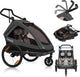 Lionelo cama 2in1 - fietsaanhanger en wandelwagen voor 2 persoons - zwart - all-terrain fietskar - hardloopkinderwagen - verstelbare vering - waterafstotend - inclusief accessoires - opvouwbaar - tot 2x22kg of 6 jaar - voor e-bikes en normale fietsen