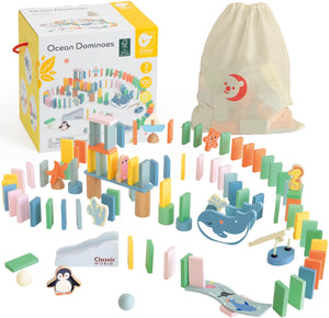 Classic world houten domino oceaan - educatief speelgoed met 100 stenen.