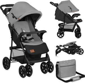 Lionelo emma plus - buggy - lichte en duurzame kinderwagen - 5-punts gordel - rugleuningverstelling tot ligpositie - verlengd luifel met venster - grote mand - praktische tas en organizer - schokdempers - geschikt voor kinderen tot 15 kg